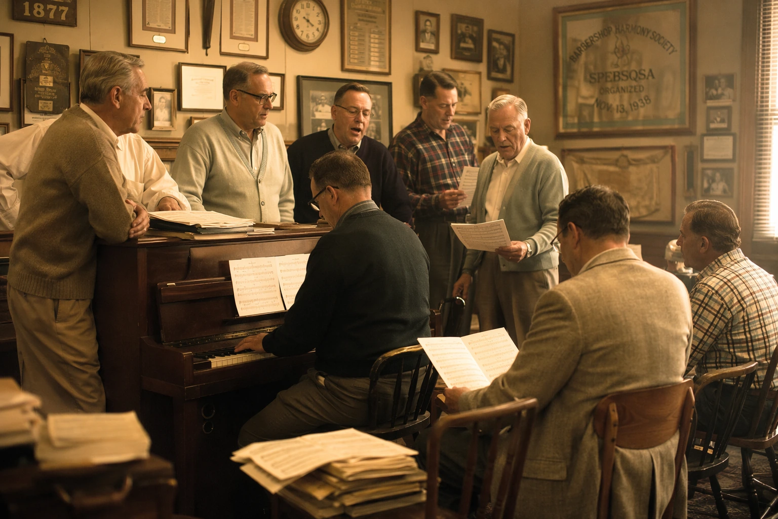 Vintage barbershop chapter gathering